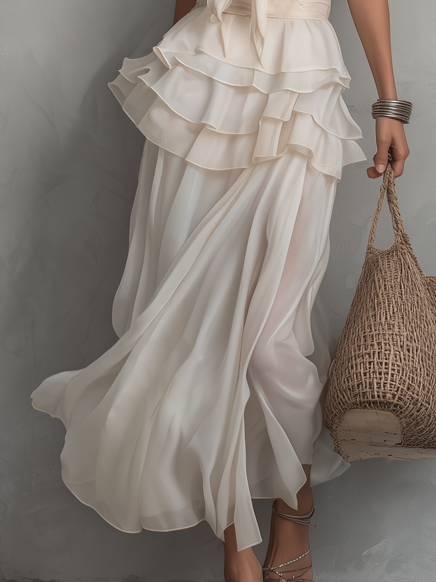 Adele | Layered Chiffon Skirt Set