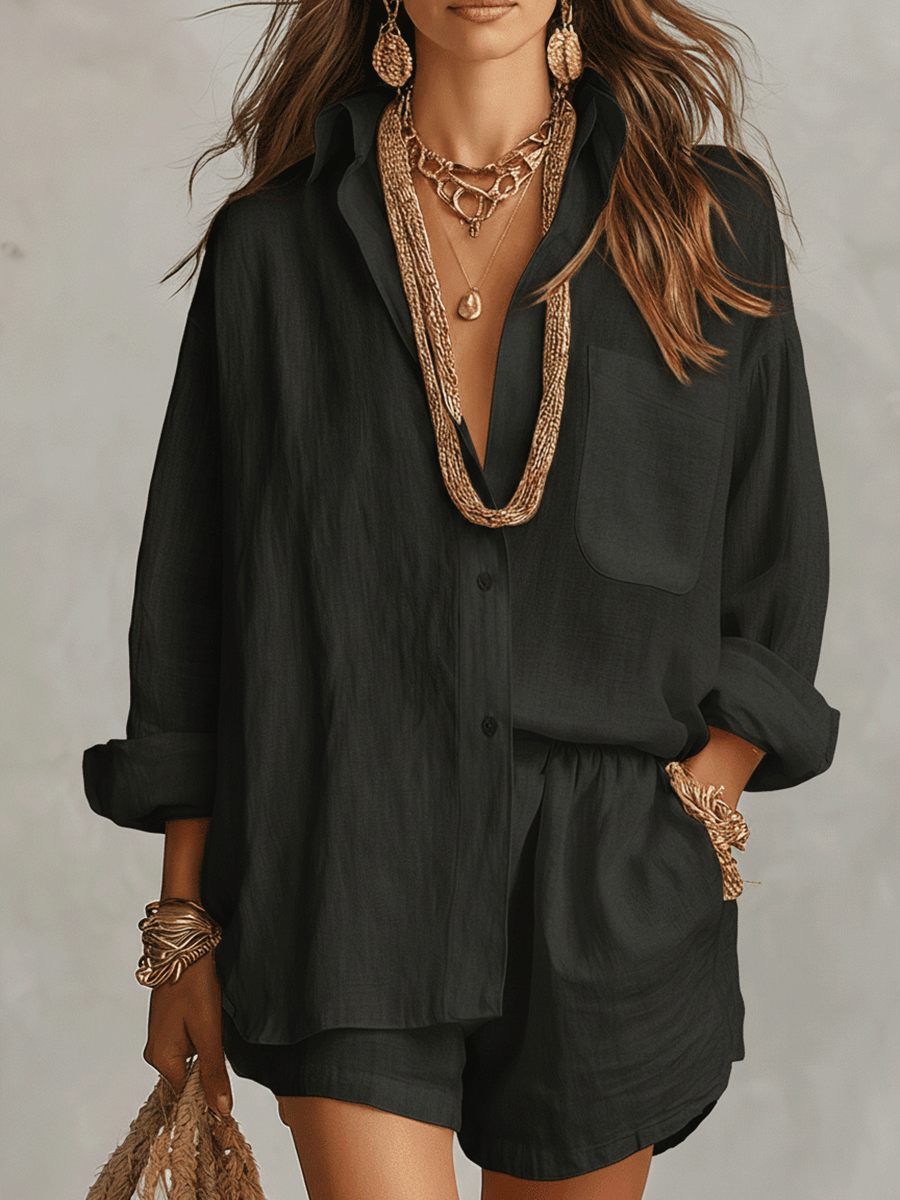 Jade | Linen Boho Short Set