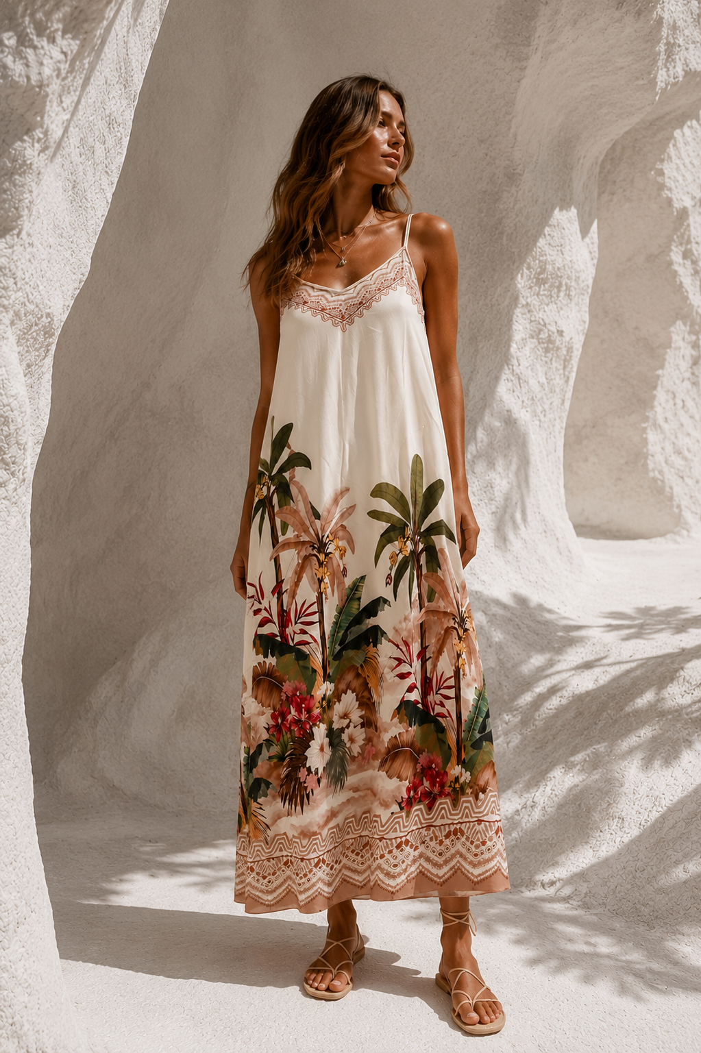 Anouk | Printed Maxi Dress in Cream
