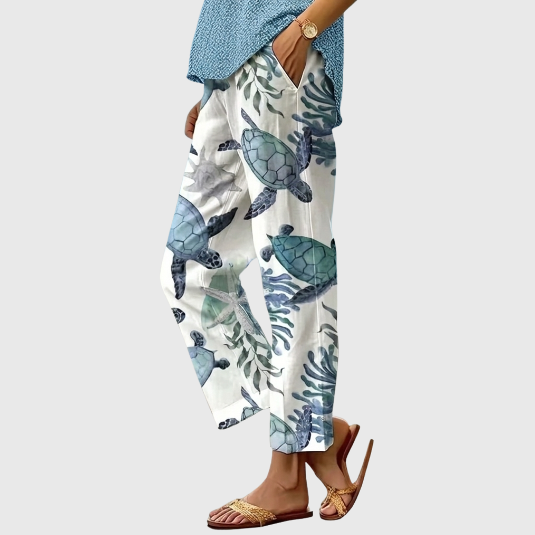 Aileen | Elastic Waist Printed Straight Leg Pants
