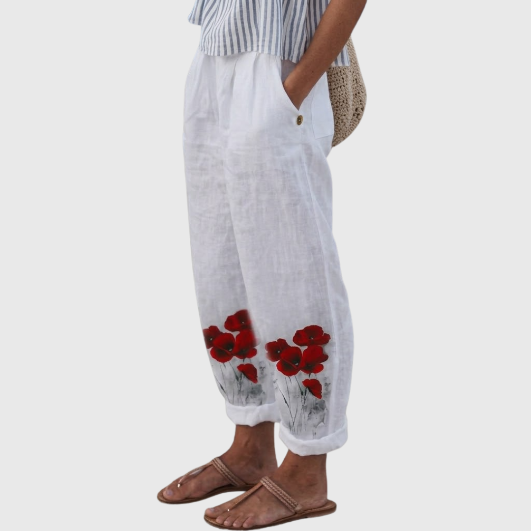 Joanna | Elegant Vintage Floral Print Pants