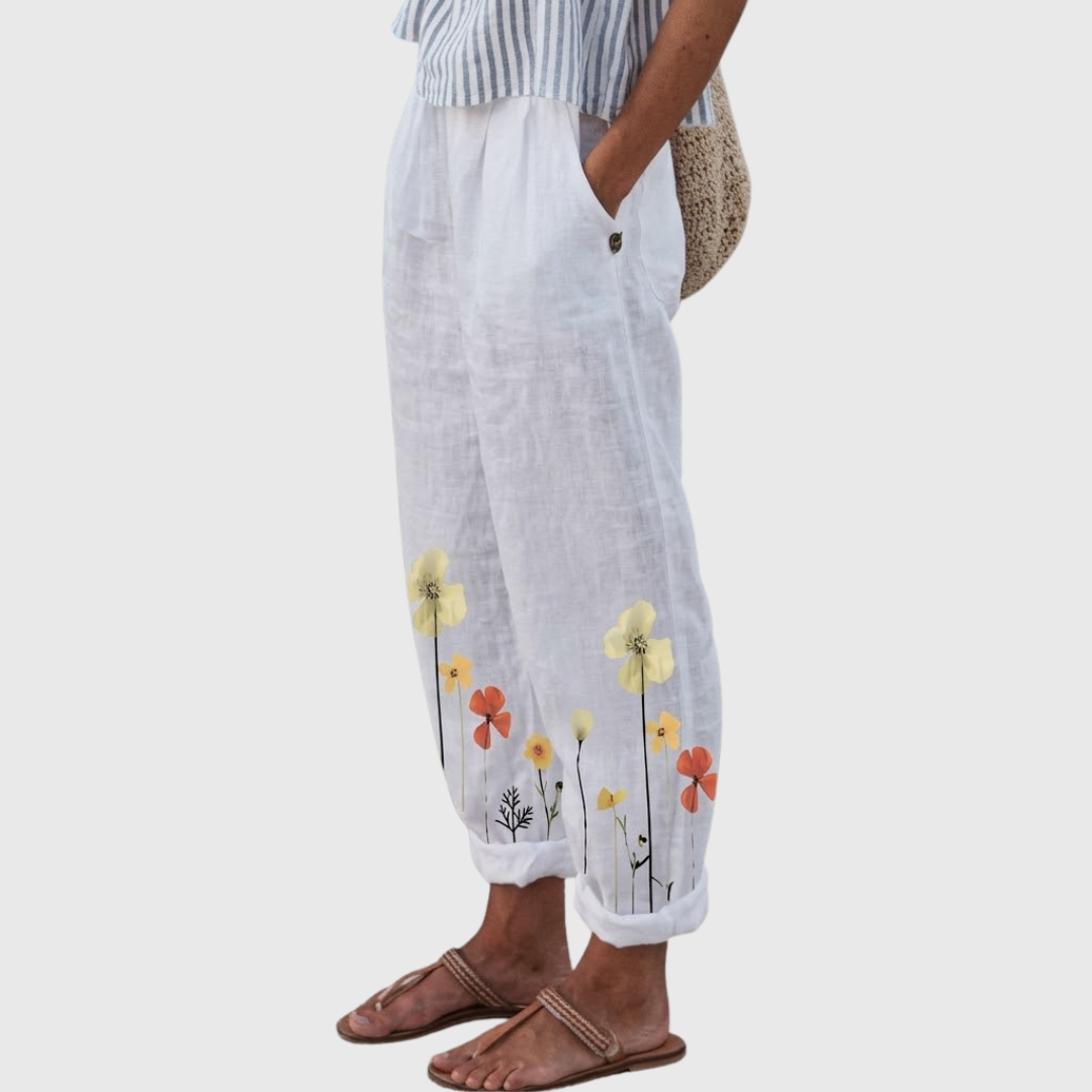 Felicia | Elegant Vintage Floral Print Pants