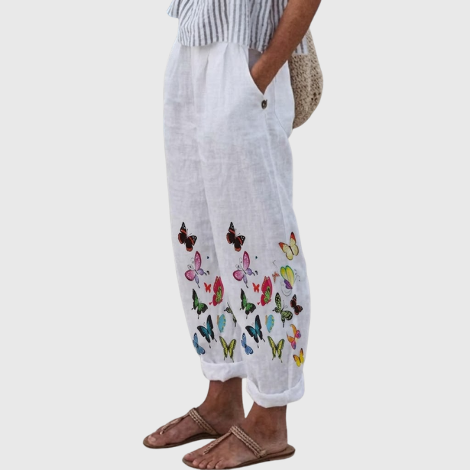 Eileen | Elegant Vintage Floral Print Pants