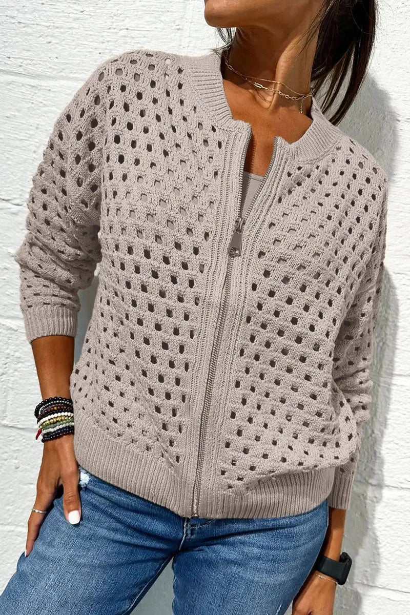 Khalissa | Zip Front Knitted Cardigan