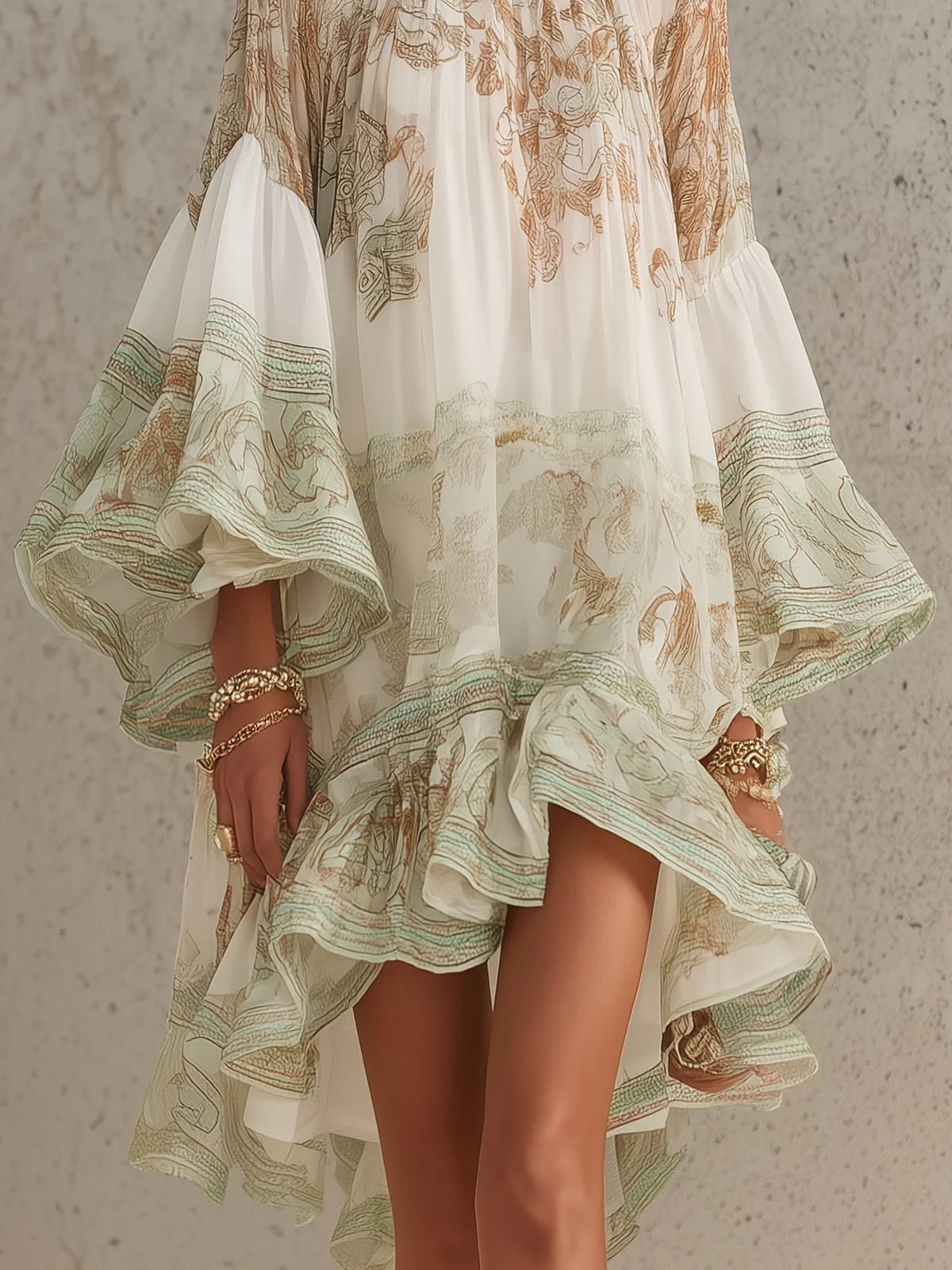 Ferngale | Striped Green Chiffon Dress