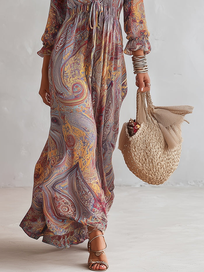 Paislette | Paisley Print Chiffon Maxi