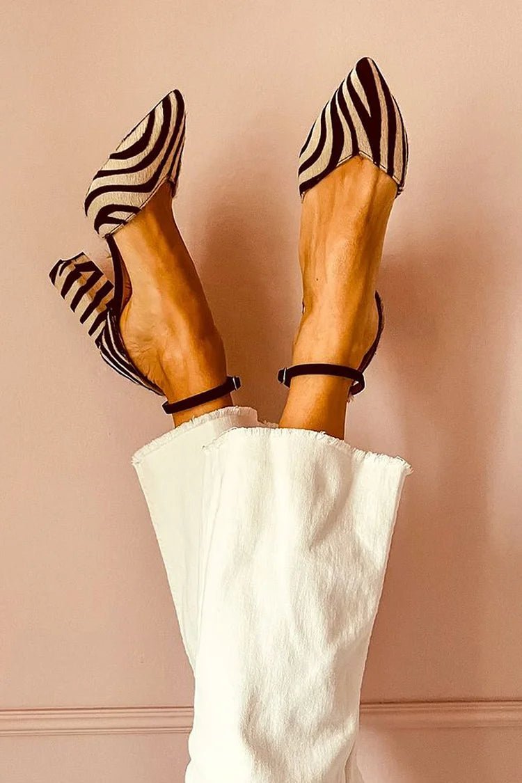 Abby - Zebra Lines Heels - Alira - Boutique