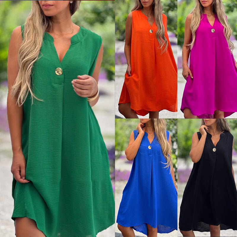 Elsie - Sleeveless V-neck Dress - Alira - Boutique