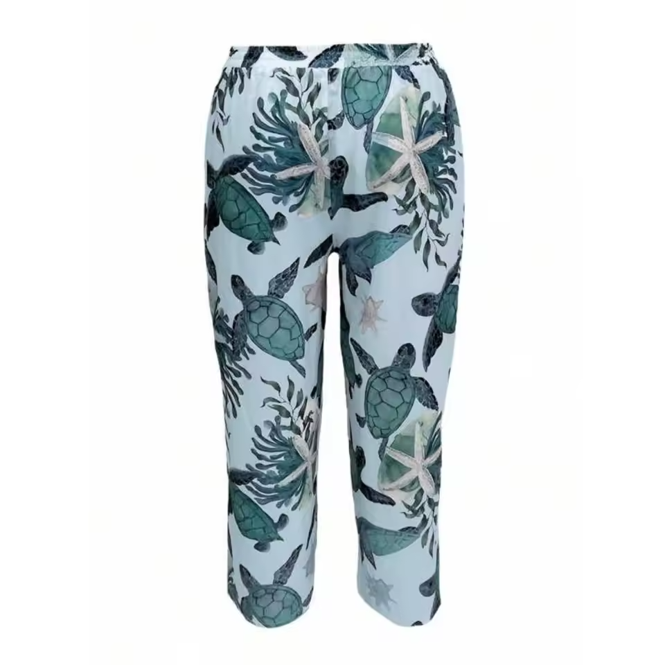 Brea | Elastic Waist Printed Straight Leg Pants