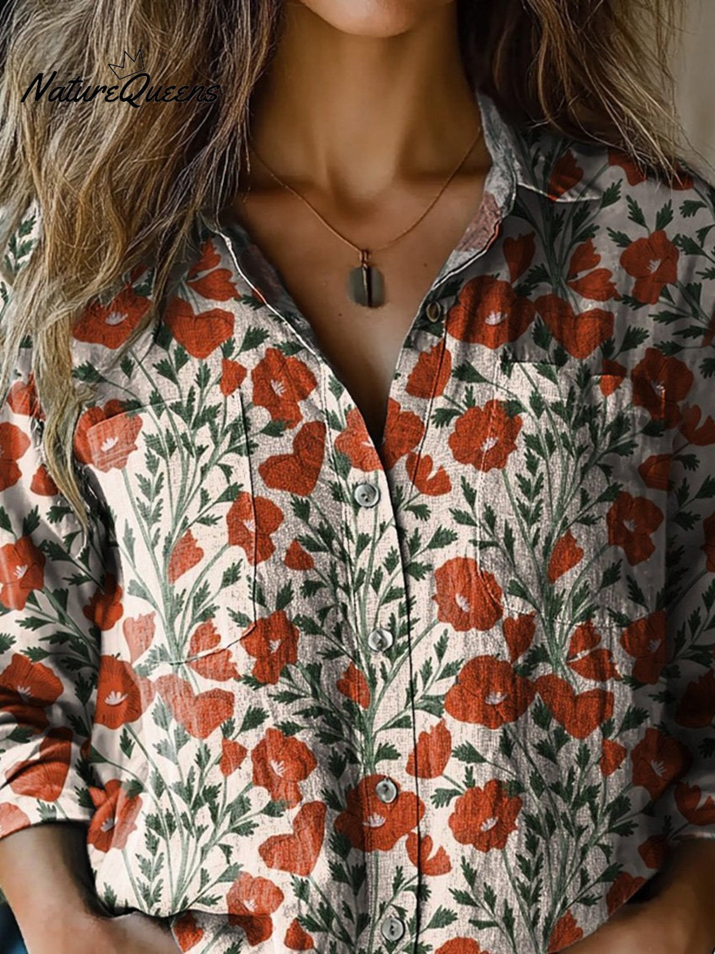 Oxenholme | Poppy Print Long Sleeve Blouse
