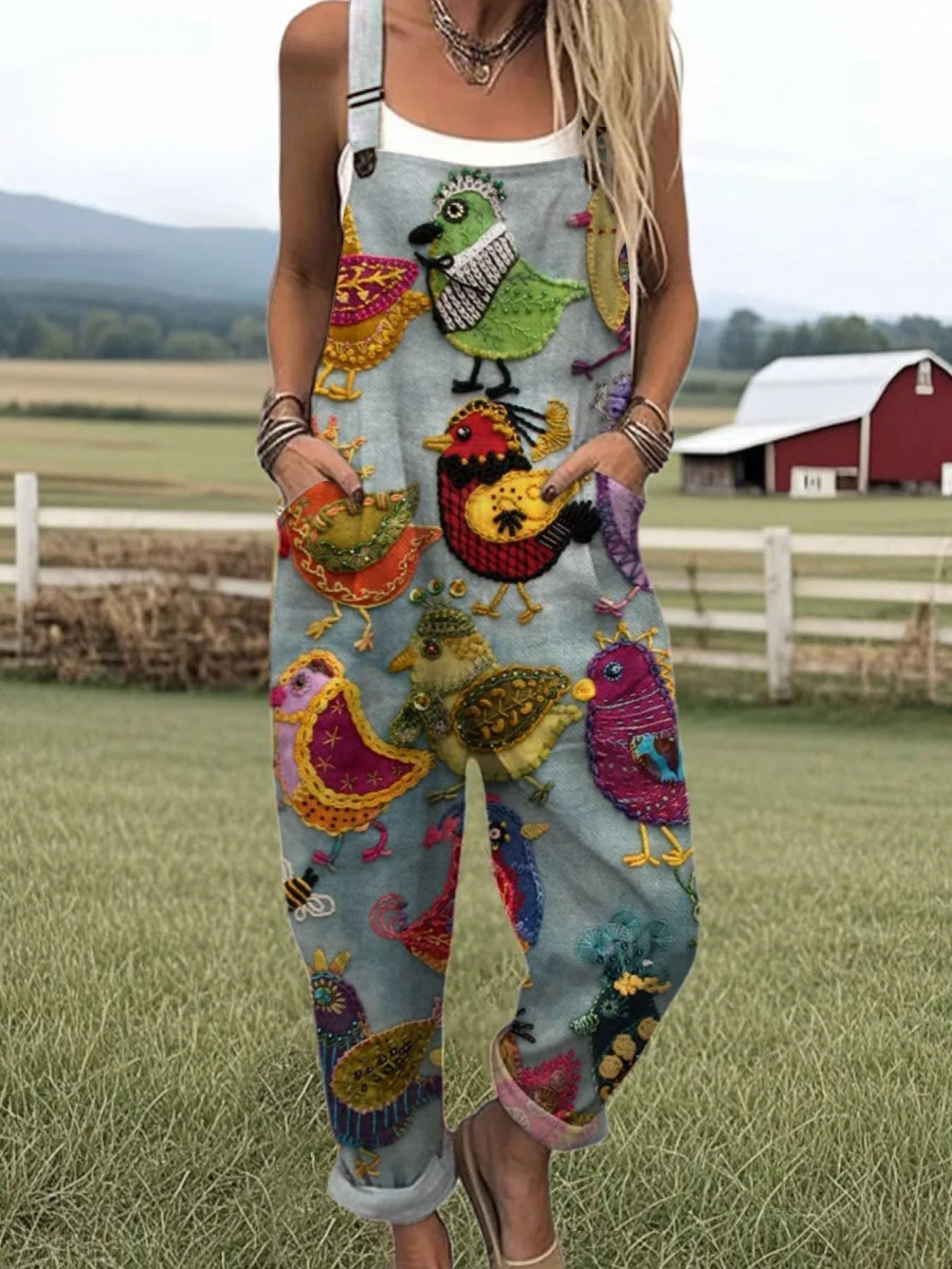 Vintage Colourful Bird Jumpsuit - Alira - Boutique