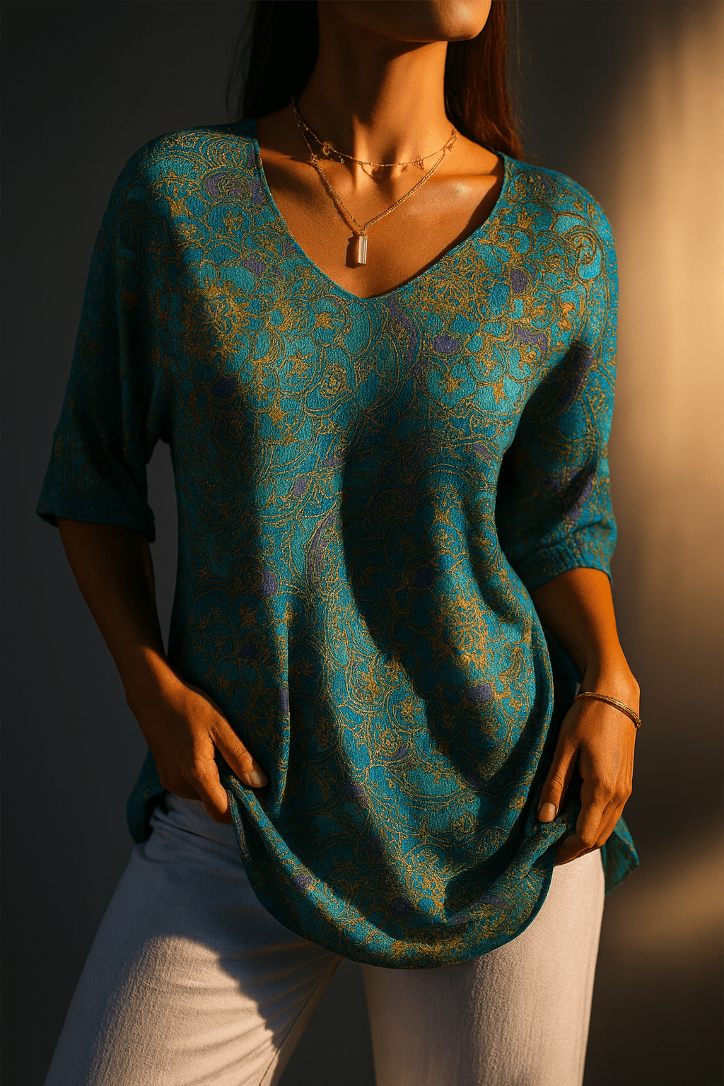 Women's Retro Art Print Casual Pullover Knit - Alira - Boutique