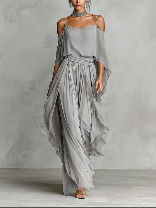 Greycienne | Grey Chiffon Camisole Set
