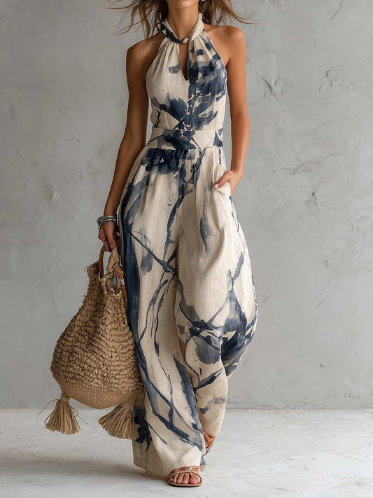 Inkessa | Halter Ink Print Jumpsuit