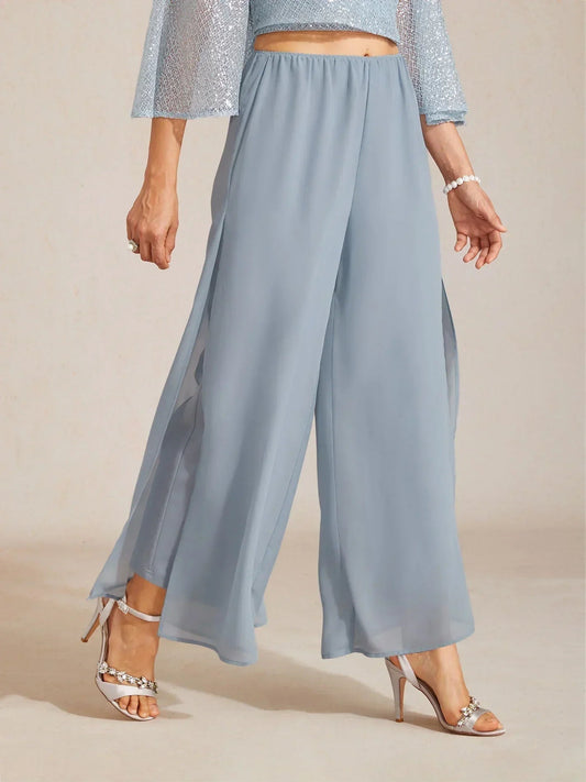 Skyverne | Chiffon Split Leg Pants