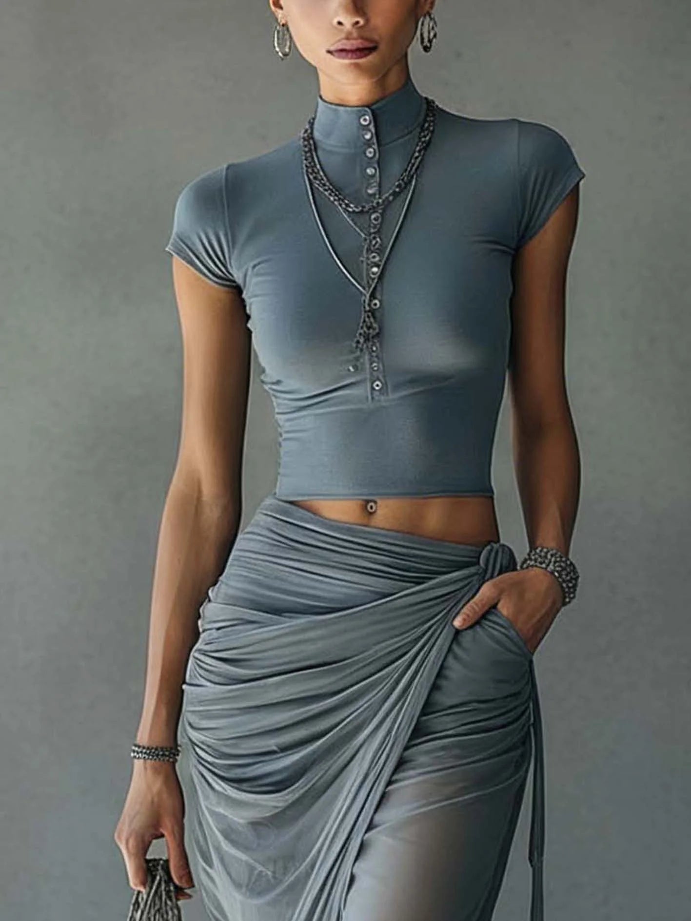 Cobaltina | Blue Tee & Skirt Set