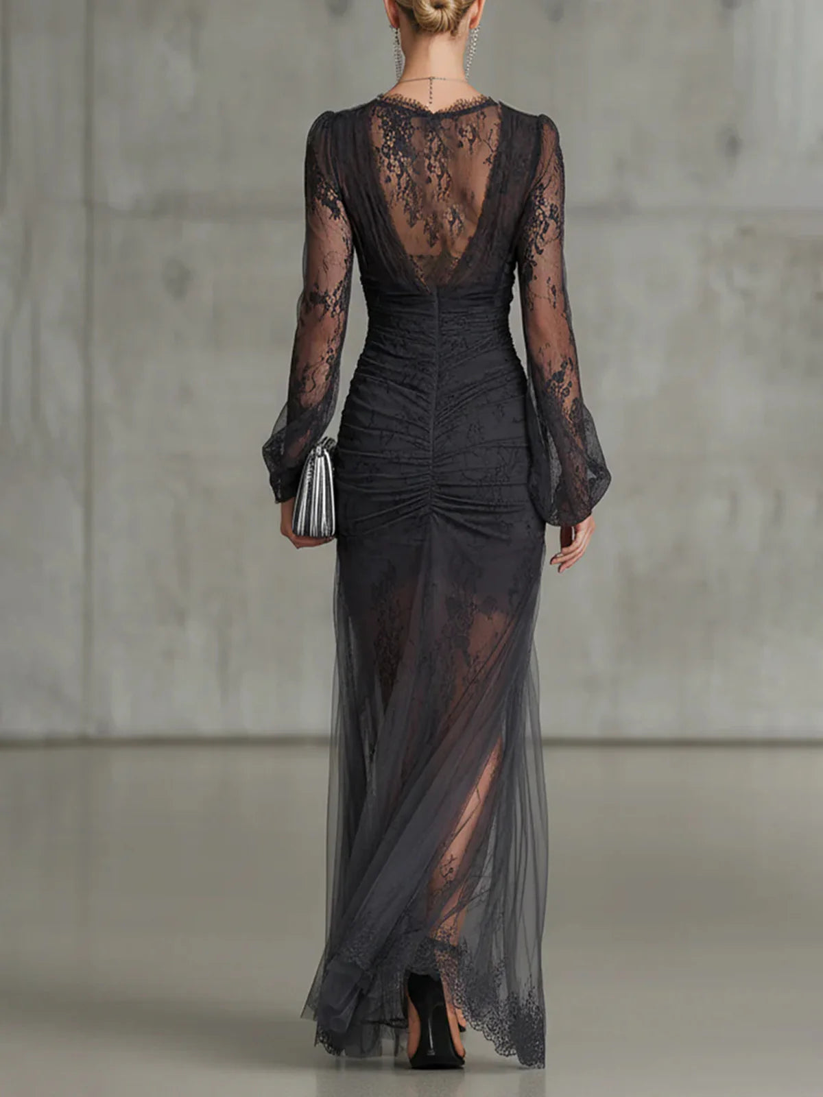 Graycienne | Dark Grey Lace Maxi