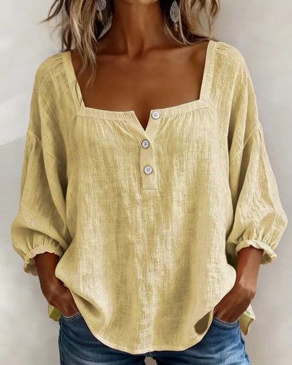 Diane | Square Neck Lantern Sleeve Shirt