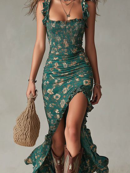 Verdessa | Green Boho Maxi Dress