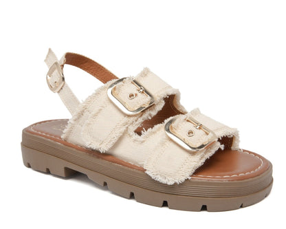 Quenby | Beige Wedge Sandal