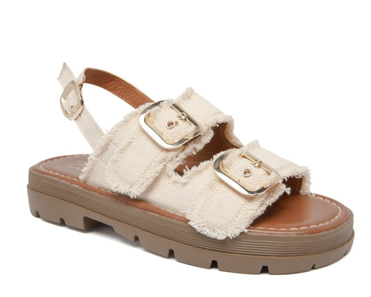 Quenby | Beige Wedge Sandal