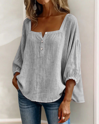 Diane | Square Neck Lantern Sleeve Shirt