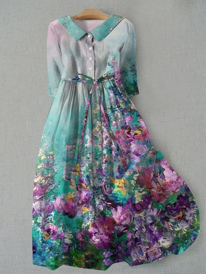 Tessa | Women's Lace-Up Waist Floral Print Dress