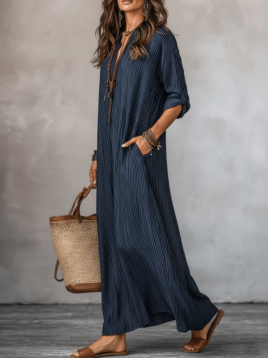 Opal | Indigo Loose-Fit Maxi Dress