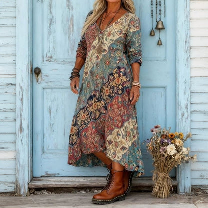 Tansy | Long Sleeve Printed Relaxed Dress