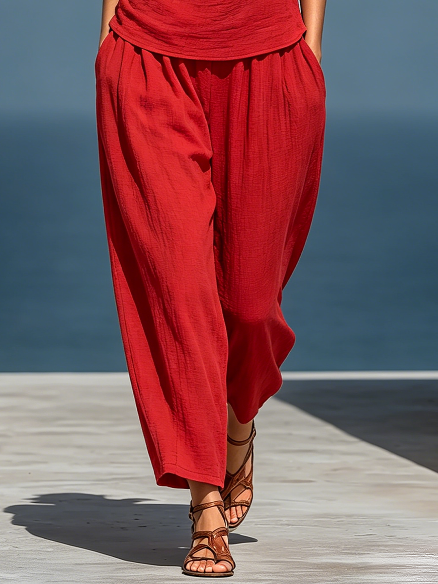 Iris | Red Linen Set