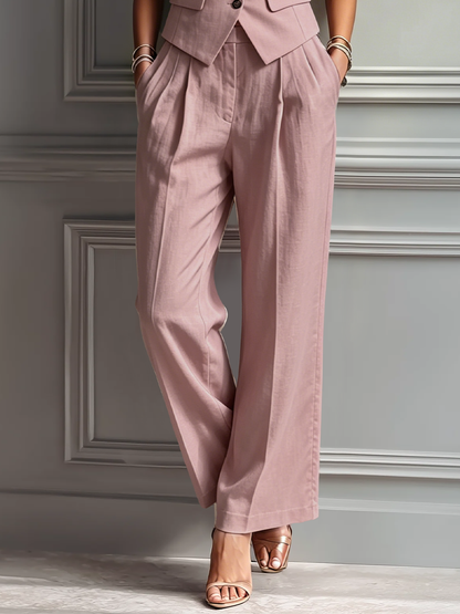 Zara | Pink Linen Vest Set