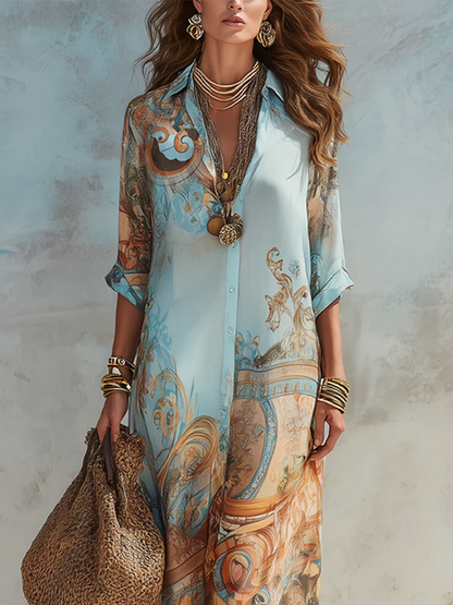 Willa | Blue Chiffon Maxi Dress