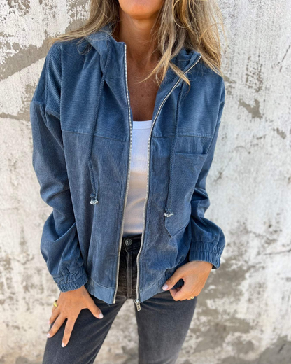 Ella™ | Cord Hooded Jacket with Zipper