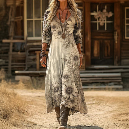 Gardenia | Long Sleeve Casual Floral Dress