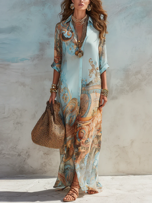 Willa | Blue Chiffon Maxi Dress