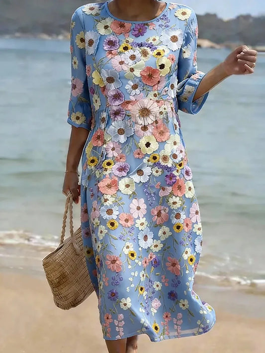 Ilonka | Midi Floral Dress in Full Bloom