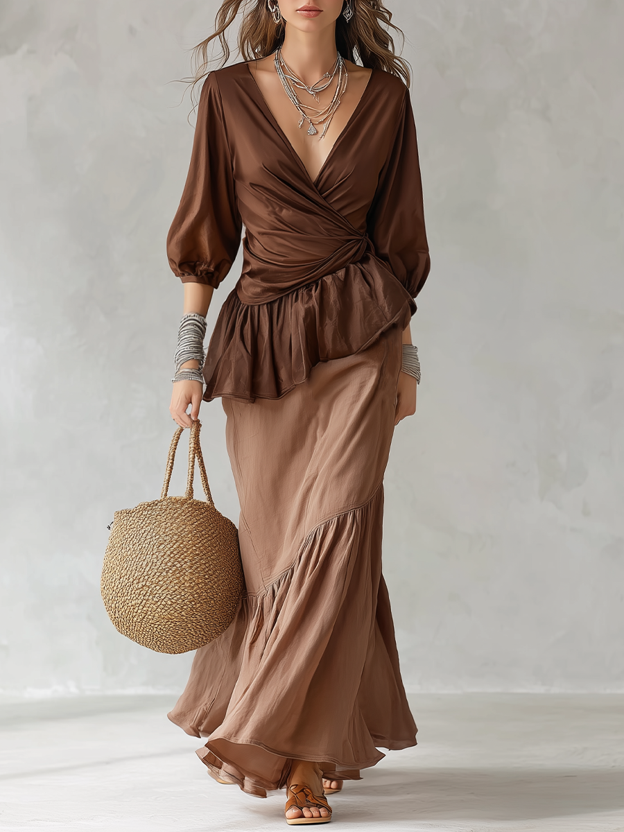 Yasmin | Wrap Waist Maxi Skirt Set
