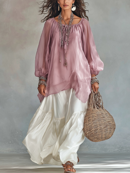 Zoe | Chiffon Top And Satin Skirt