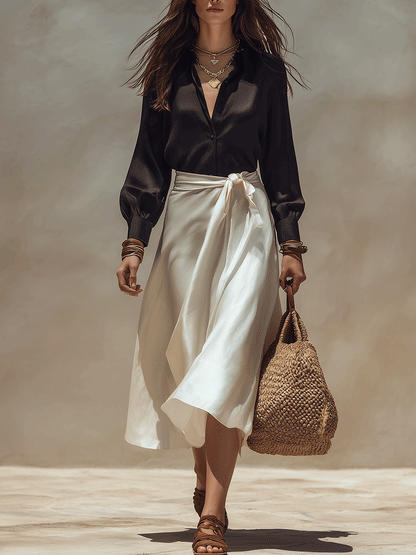 Cora | Effortless Chic Satin Blouse & Wrap
