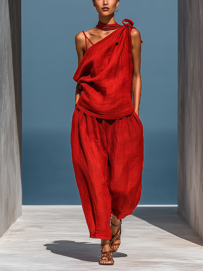 Iris | Red Linen Set