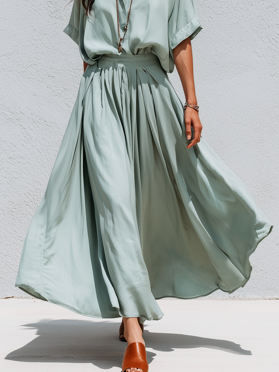 Keira | Soft Mint Green V-Neck Pleated Co-ord