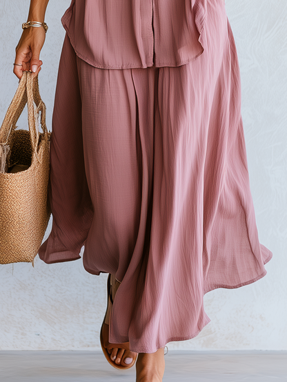 Iris | Dusty Rose Drawstring Waist Blouse Maxi