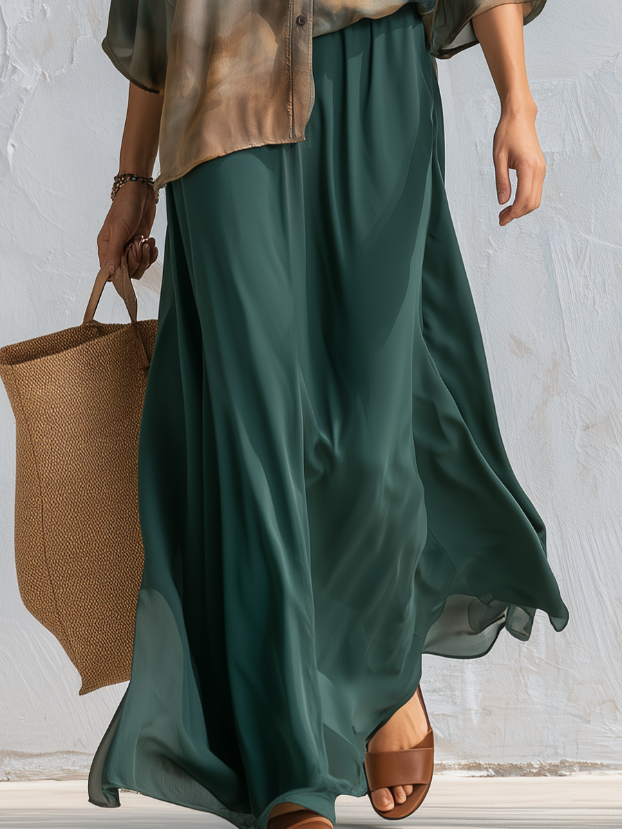 Jade | Deep Teal Printed Draped Shirt