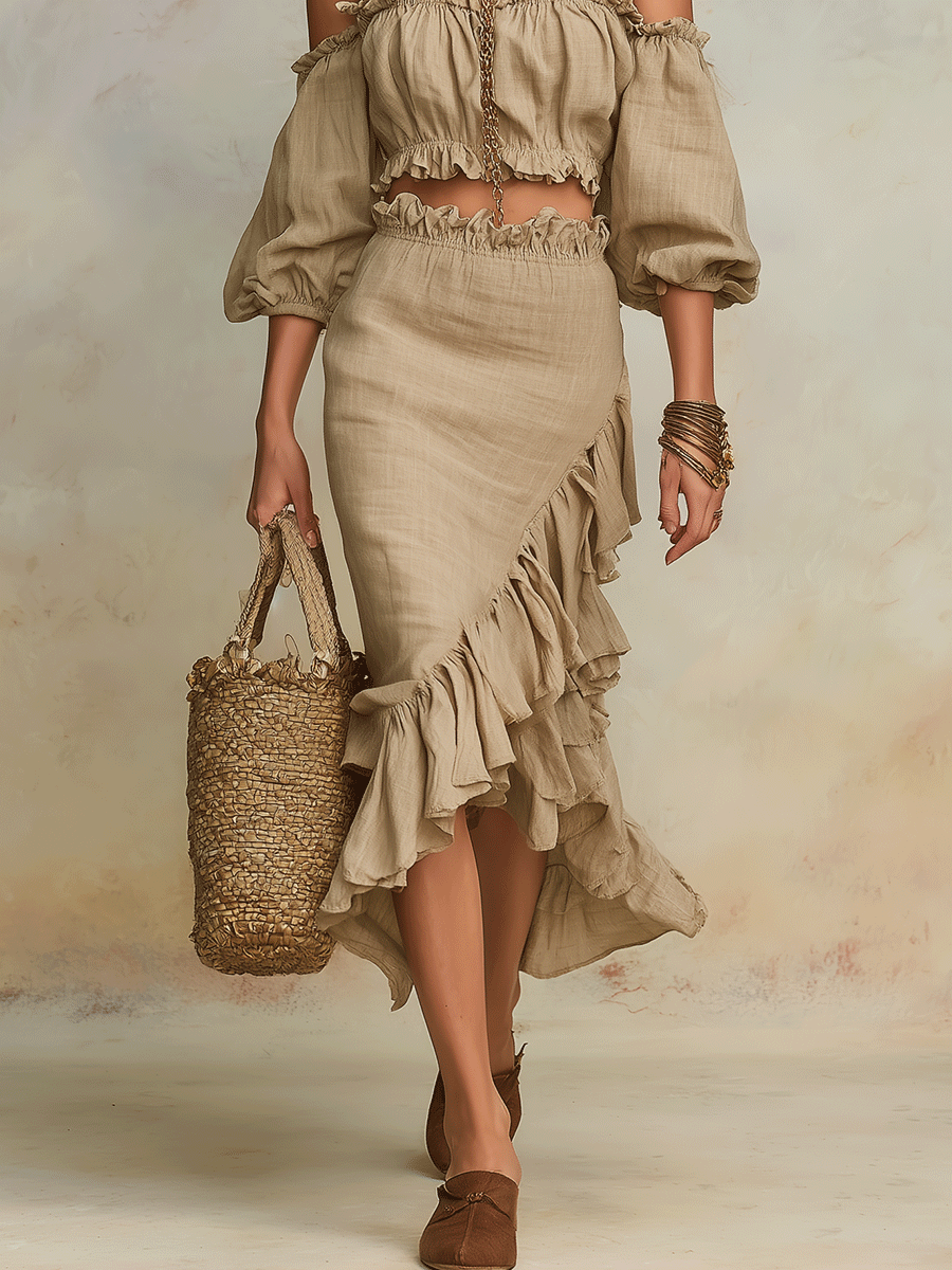 Clara | Vacation Natural Linen Boho Co-Ord Set