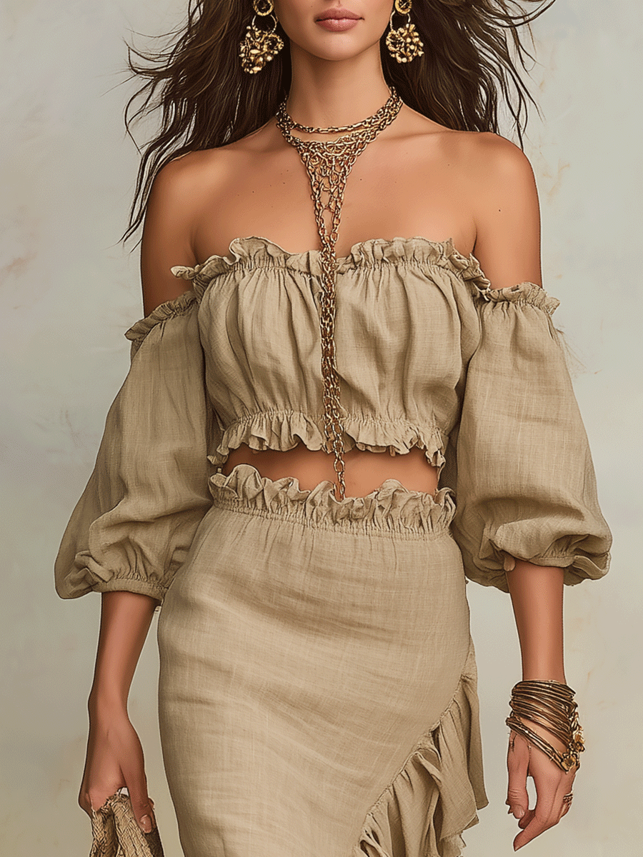 Clara | Vacation Natural Linen Boho Co-Ord Set