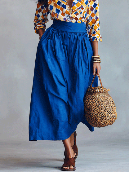 Dahlia | Vacation Mediterranean Blue Two-Piece Boho Set