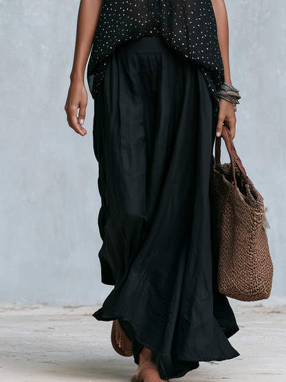 Penelope | Black Polka Dot Maxi Skirt Set