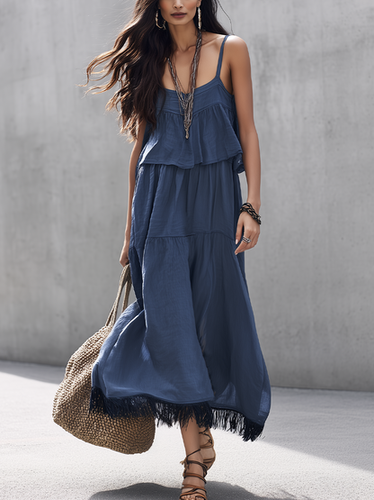 Nora | Slate Blue Tiered Cami Skirt Set