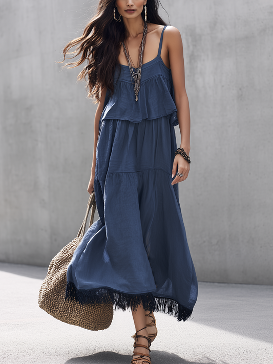 Nora | Slate Blue Tiered Cami Skirt Set