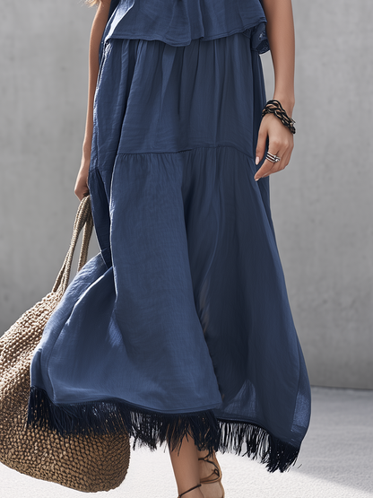 Nora | Slate Blue Tiered Cami Skirt Set